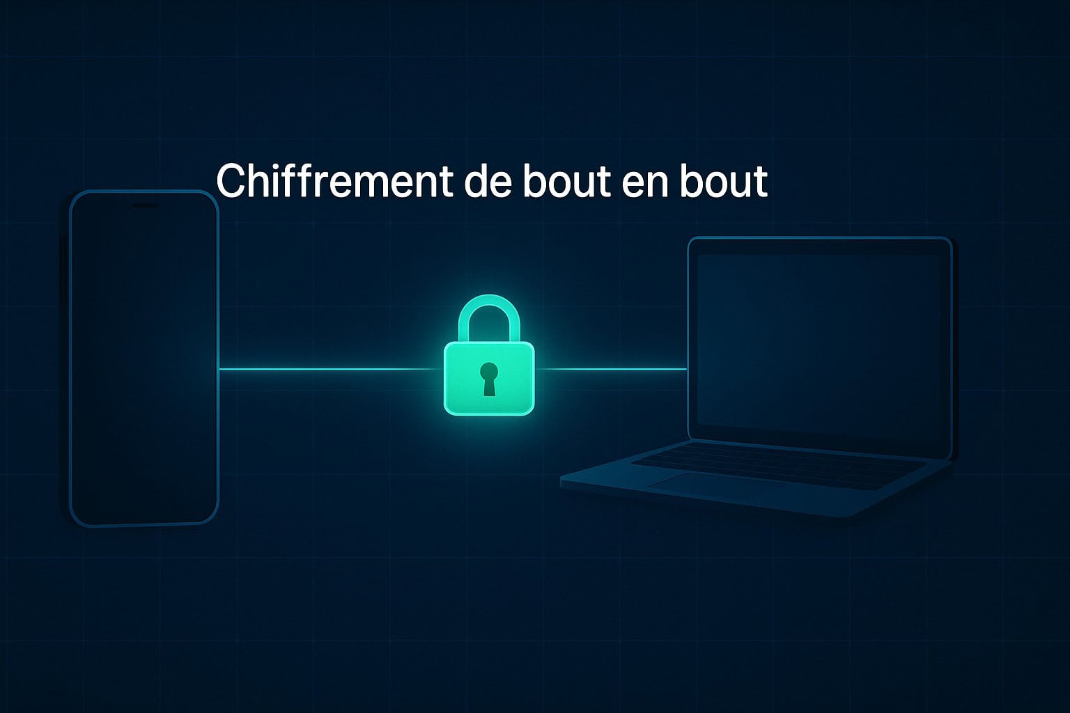 Illustration du chiffrement de bout en bout protégeant les messages entre un téléphone et un ordinateur sur WhatsApp Web.