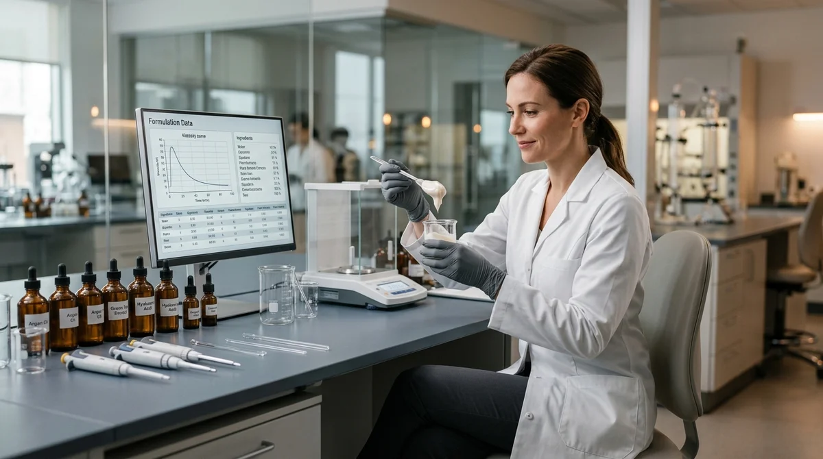 Laboratoire de cosmetique moderne avec IA pour la formulation de produits de beaute