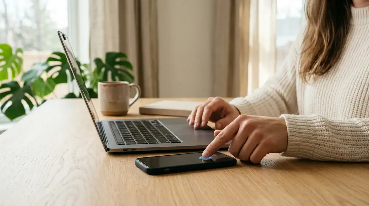 Bureau lumineux et ordonne avec un ordinateur portable pour securiser sa vie numerique au quotidien